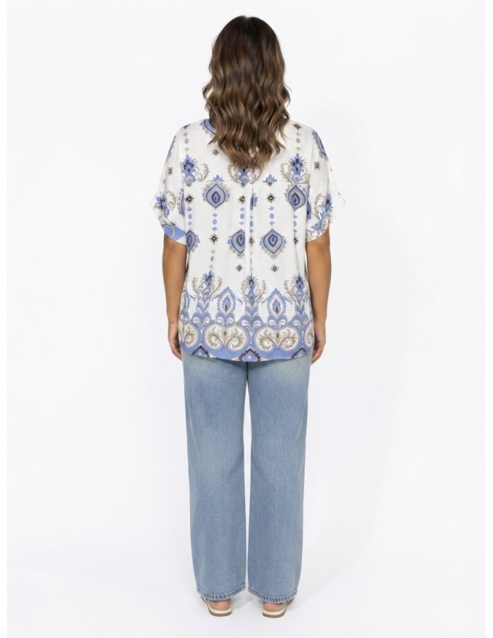 TOP BOHÈME BLEU À MOTIFS PAISLEY - FEMME
