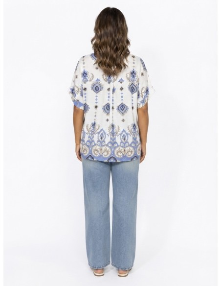 TOP BOHÈME BLEU À MOTIFS PAISLEY - FEMME