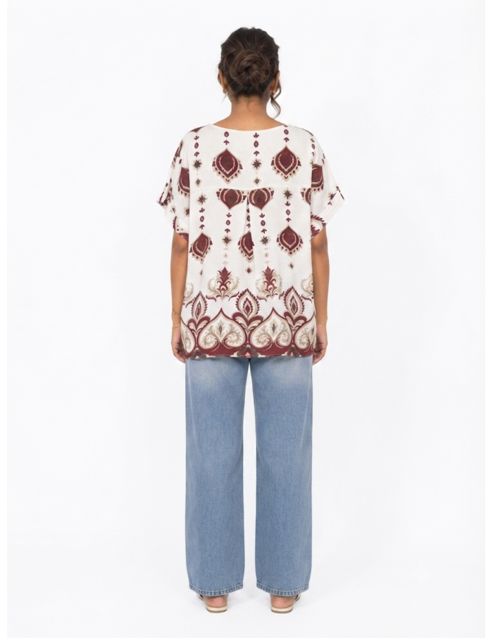 TOP BOHÈME BORDEAU À MOTIFS PAISLEY - FEMME