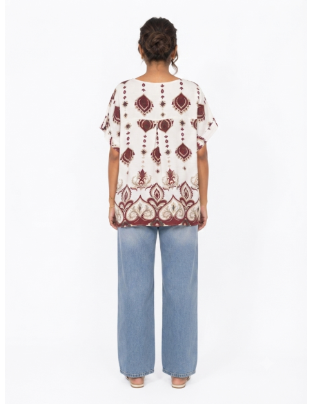 TOP BOHÈME BORDEAU À MOTIFS PAISLEY - FEMME