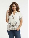 TOP ÉCRU À BRODERIES FLORALES - FEMME