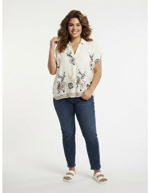 TOP ÉCRU À BRODERIES FLORALES - FEMME 2