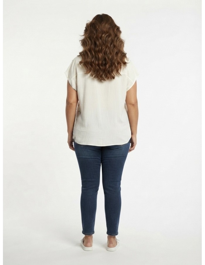 TOP ÉCRU À BRODERIES FLORALES - FEMME