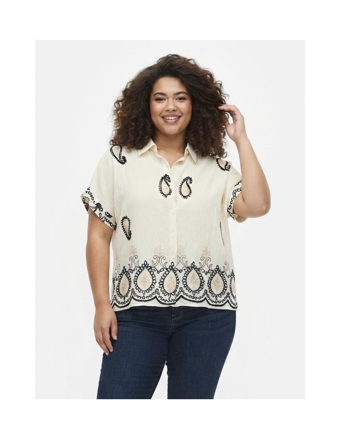 TOP ÉCRU À BRODERIES FLORALES - FEMME