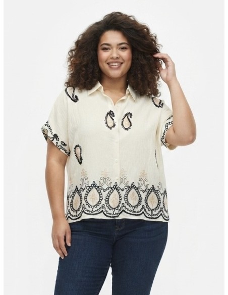 TOP ÉCRU À BRODERIES FLORALES - FEMME