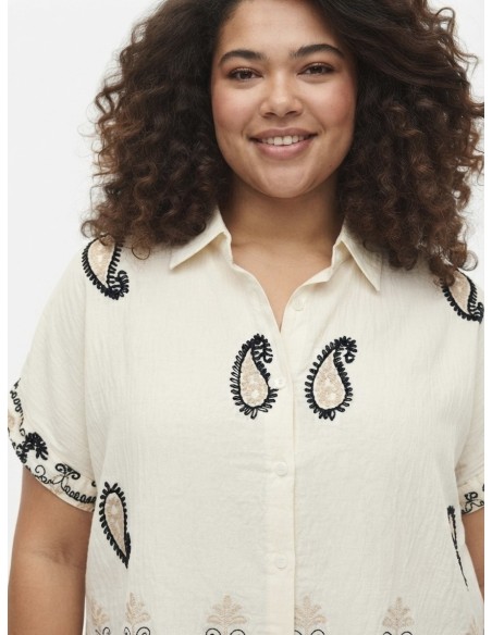 TOP ÉCRU À BRODERIES FLORALES - FEMME