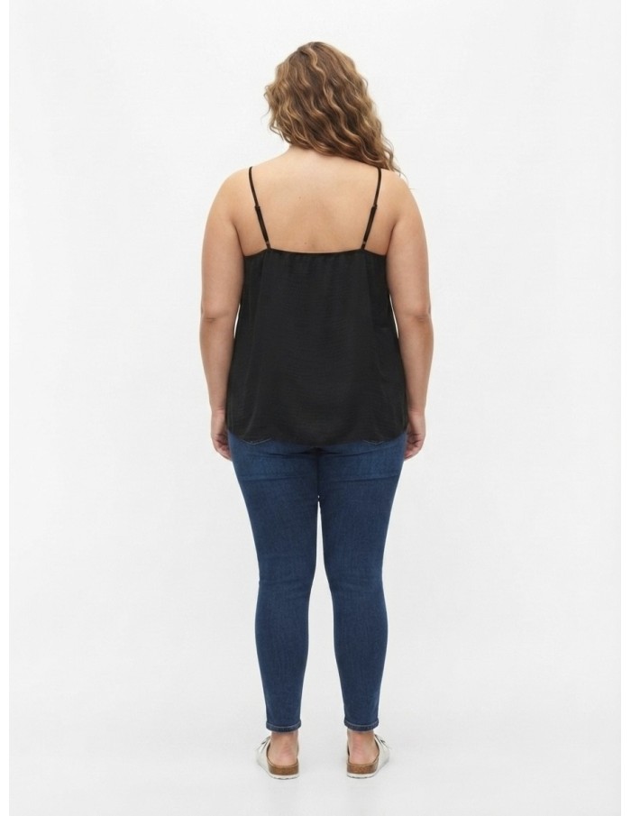 TOP DÉBARDEUR DÉTAILS DE PIERRES PERLES NOIR - FEMME