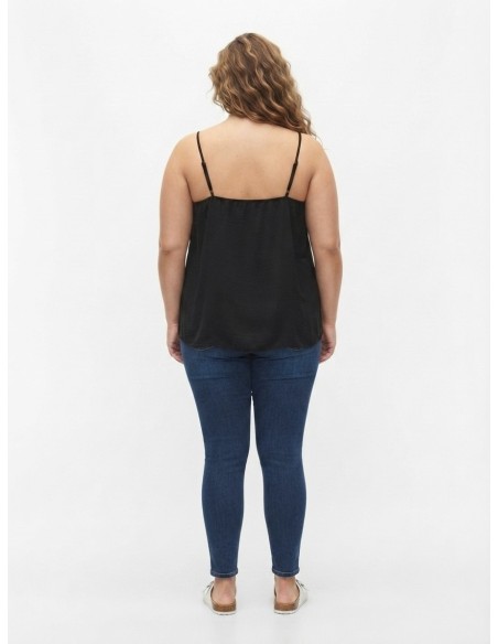 TOP DÉBARDEUR DÉTAILS DE PIERRES PERLES NOIR - FEMME