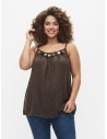 TOP DÉBARDEUR DÉTAILS DE PIERRES PERLES CHOCOLAT - FEMME