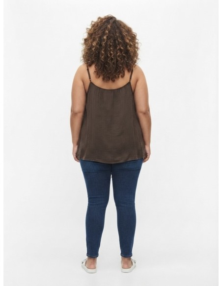 TOP DÉBARDEUR DÉTAILS DE PIERRES PERLES CHOCOLAT - FEMME
