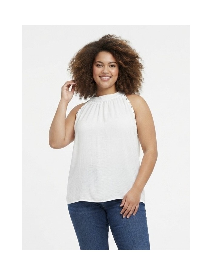 TOP DÉTAILS CLOUTÉS BLANC - FEMME