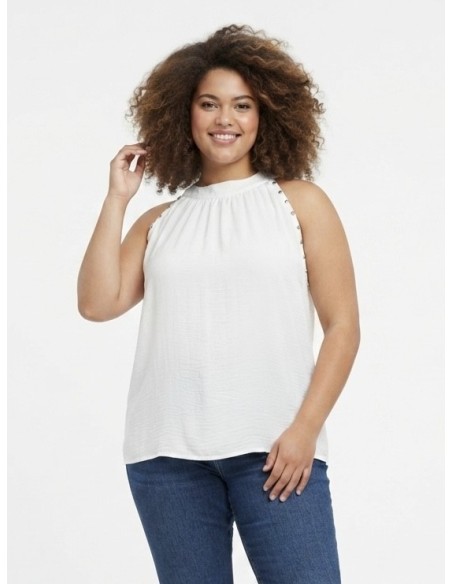 TOP DÉTAILS CLOUTÉS BLANC - FEMME