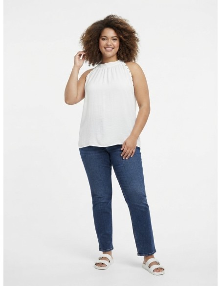 TOP DÉTAILS CLOUTÉS BLANC - FEMME