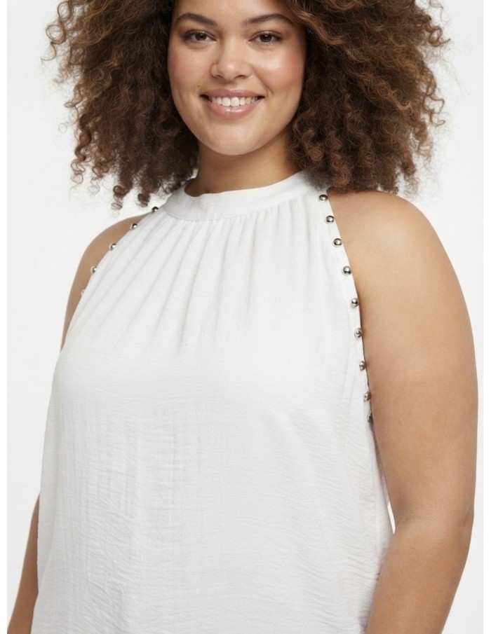 TOP DÉTAILS CLOUTÉS BLANC - FEMME