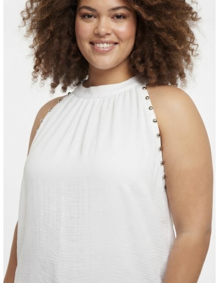 TOP DÉTAILS CLOUTÉS BLANC - FEMME