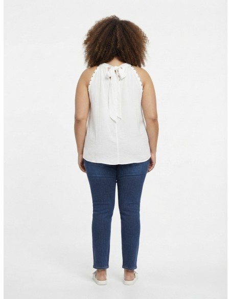 TOP DÉTAILS CLOUTÉS BLANC - FEMME