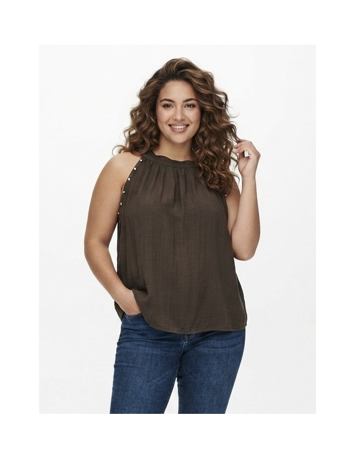 TOP DÉTAILS CLOUTÉS CHOCOLAT - FEMME