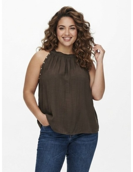TOP DÉTAILS CLOUTÉS CHOCOLAT - FEMME