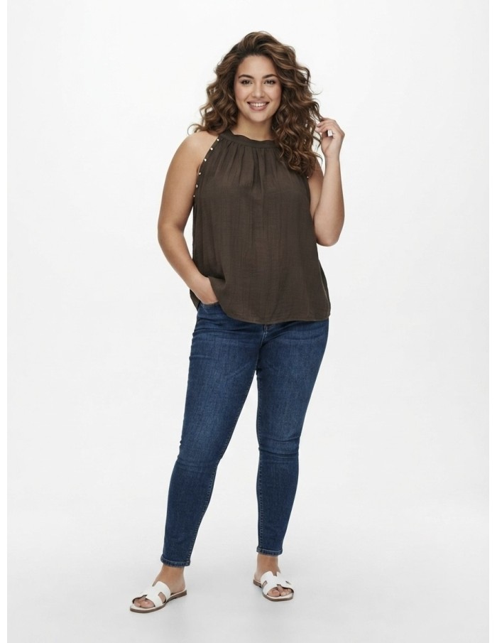 TOP DÉTAILS CLOUTÉS CHOCOLAT - FEMME