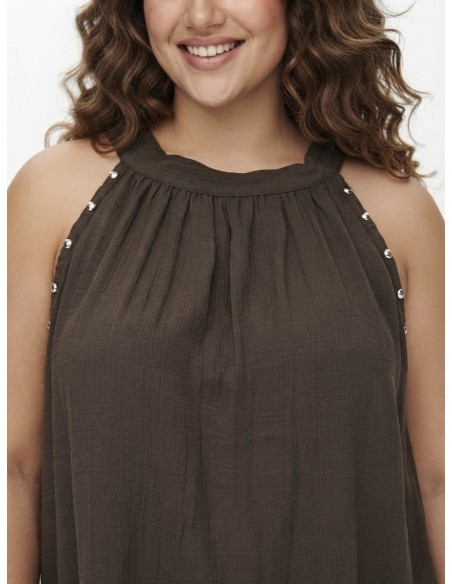 TOP DÉTAILS CLOUTÉS CHOCOLAT - FEMME