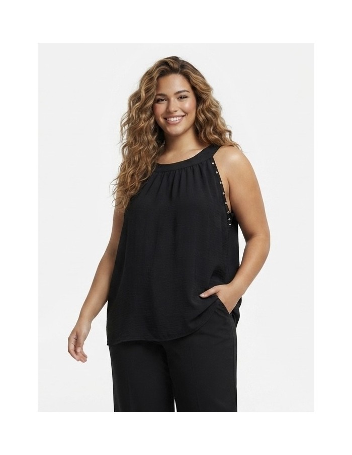 TOP DÉTAILS CLOUTÉS NOIR - FEMME