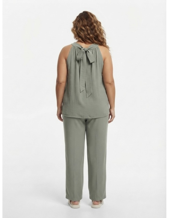 TOP DÉTAILS CLOUTÉS VERT SAUGE - FEMME