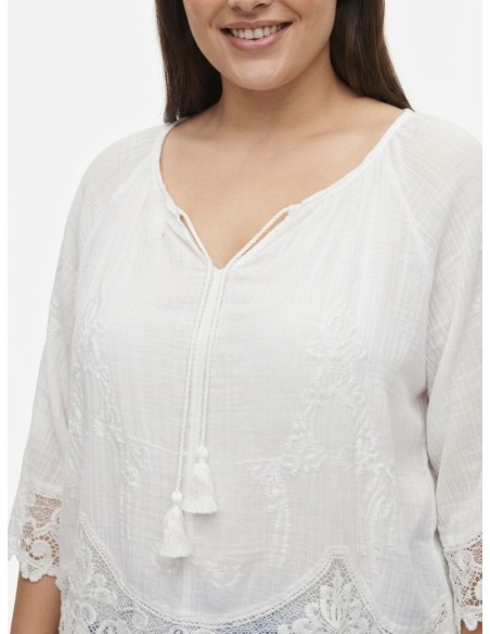 BLOUSE BOHÈME BLANCHE ET DENTELLE - FEMME