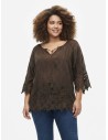 BLOUSE BOHÈME CHOCOLAT ET DENTELLE - FEMME