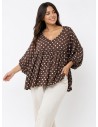TOP ÉVASÉ MARRON ET POIS BLANCS - FEMME Accueil Zerda
