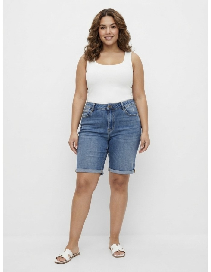 SHORT BERMUDA EN JEAN DÉTAILS REVERS  - FEMME