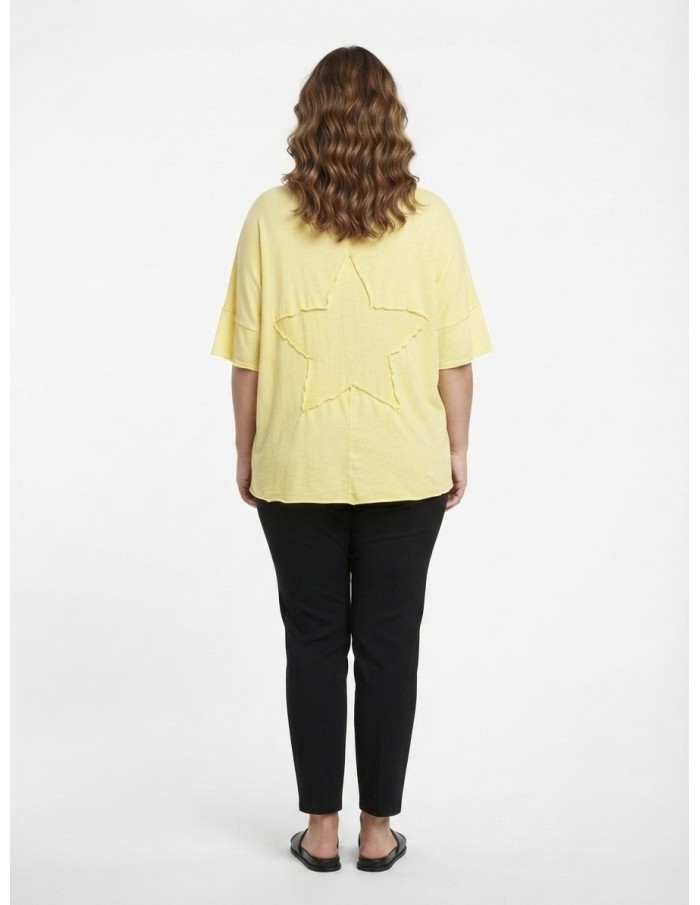 T-SHIRT JAUNE ÉTOILES ROSES - FEMME