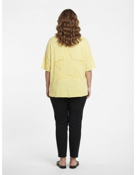 T-SHIRT JAUNE ÉTOILES ROSES - FEMME