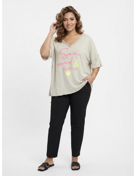 T-SHIRT TAUPE À INSCRIPTION "SEA, SAND & SUN" - FEMME 2