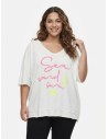 T-SHIRT BLANC À INSCRIPTION "SEA, SAND & SUN" - FEMME
