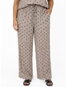 PANTALON FLUIDE TAUPE À POIS MARRON - FEMME