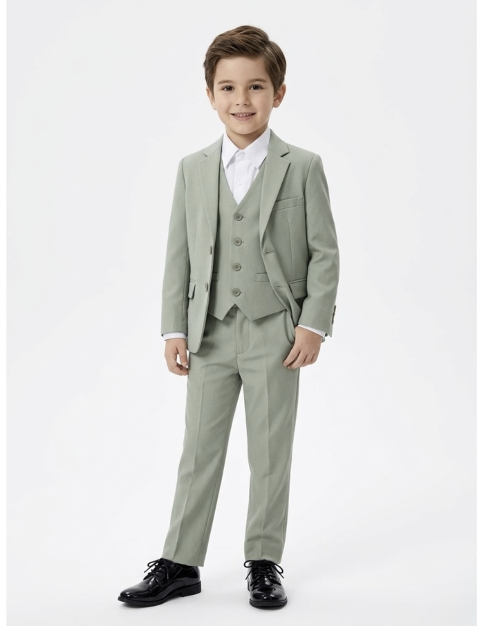 COSTUME VERT SAUGE 4 PIÈCES - GARÇON - 1 ANS À 16 ANS