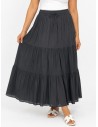 JUPE LONGUE BLEU MARINE ÉTAGÉE EN COTON – FEMME Accueil Zerda