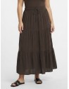 JUPE LONGUE CHOCOLAT ÉTAGÉE EN COTON – FEMME