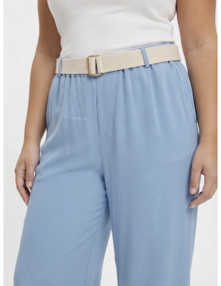 PANTALON FLUIDE BLEU CIEL ET CEINTURE ASSORTIE - FEMME