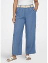 PANTALON FLUIDE BLEU FONCÉ ET CEINTURE ASSORTIE - FEMME