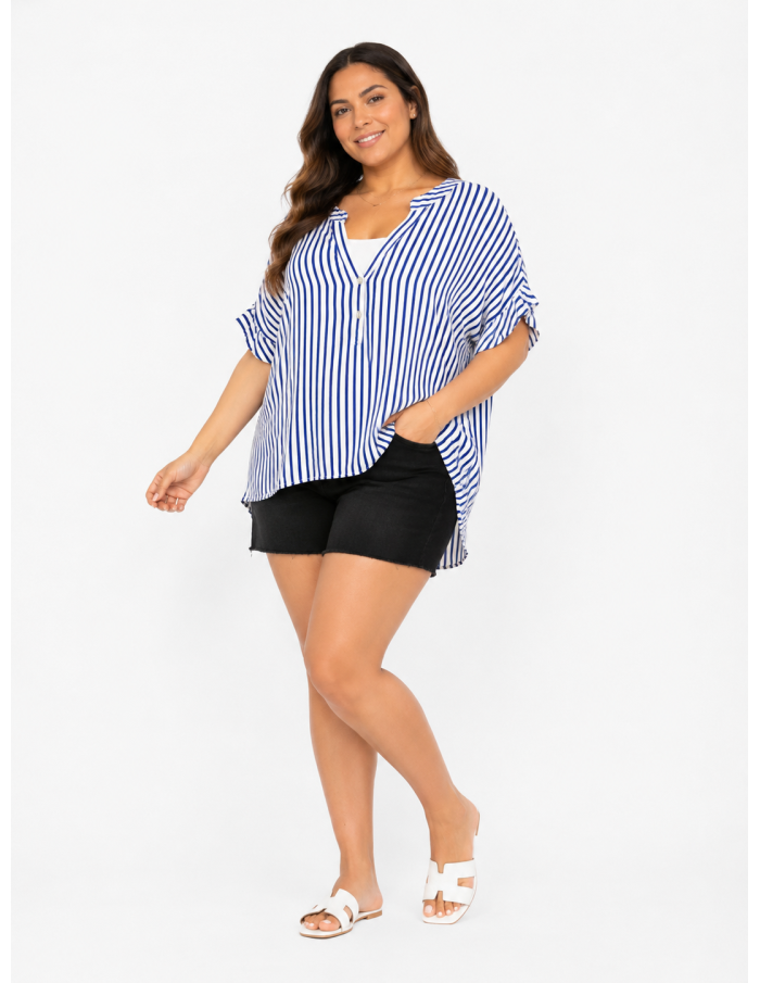 TOP À RAYURES BLEU ET BLANC - FEMME