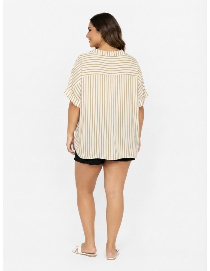 TOP À RAYURES MARRON ET BLANC - FEMME