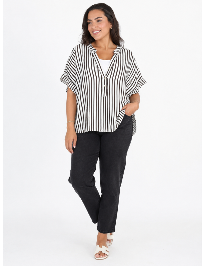 TOP À RAYURES NOIRES ET BLANCHES - FEMME