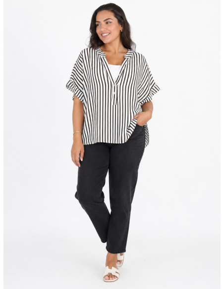 TOP À RAYURES NOIRES ET BLANCHES - FEMME