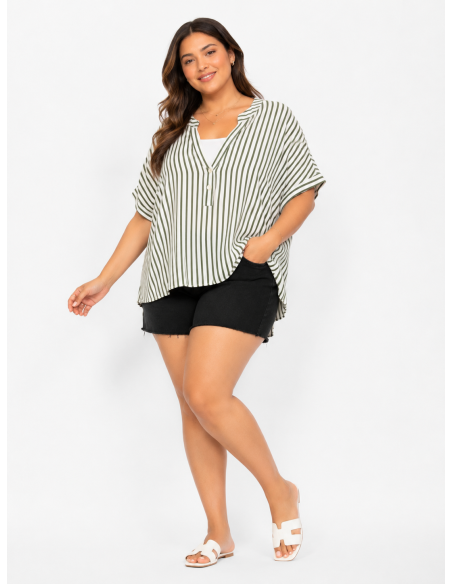 TOP À RAYURES VERTES ET BLANCHES - FEMME