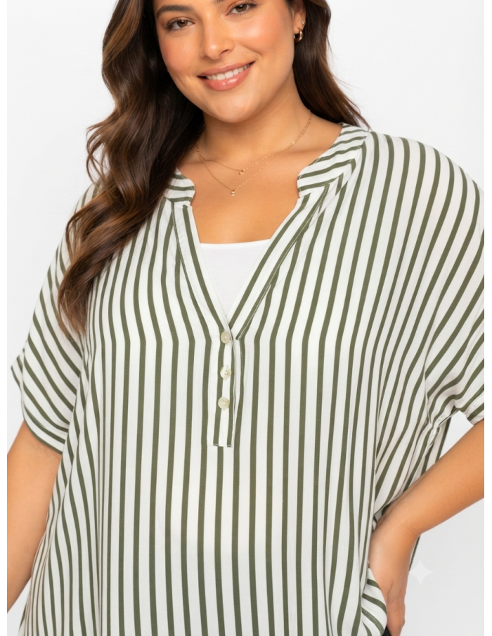 TOP À RAYURES VERTES ET BLANCHES - FEMME