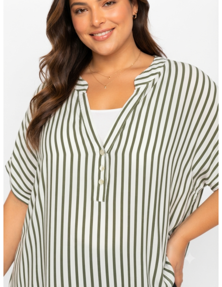 TOP À RAYURES VERTES ET BLANCHES - FEMME