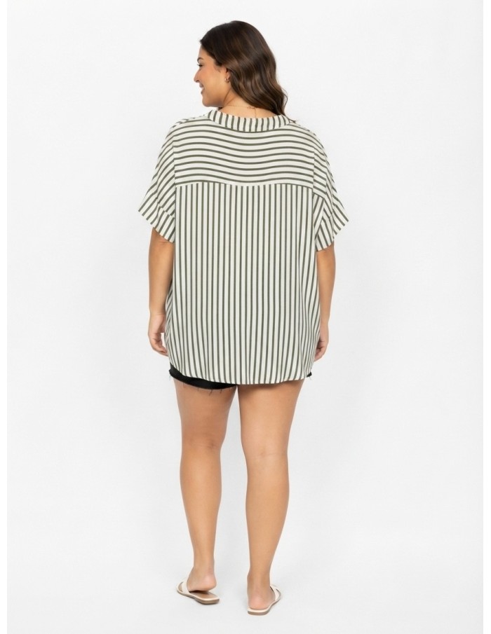 TOP À RAYURES VERTES ET BLANCHES - FEMME