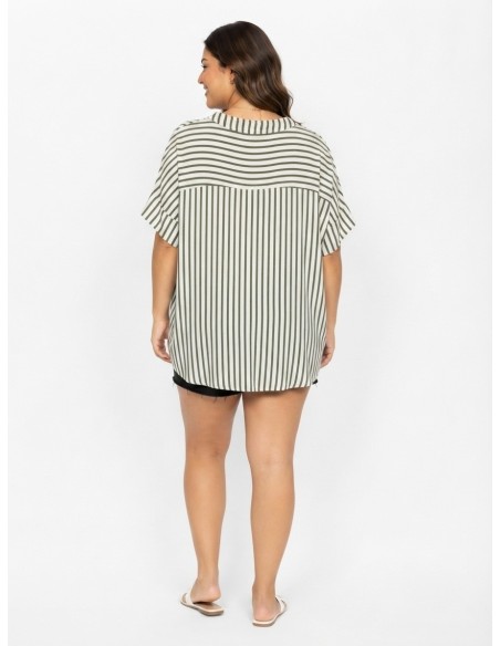 TOP À RAYURES VERTES ET BLANCHES - FEMME