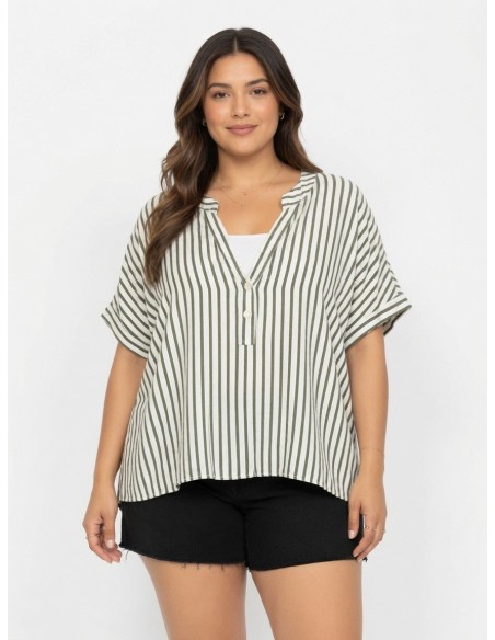 TOP À RAYURES VERTES ET BLANCHES - FEMME